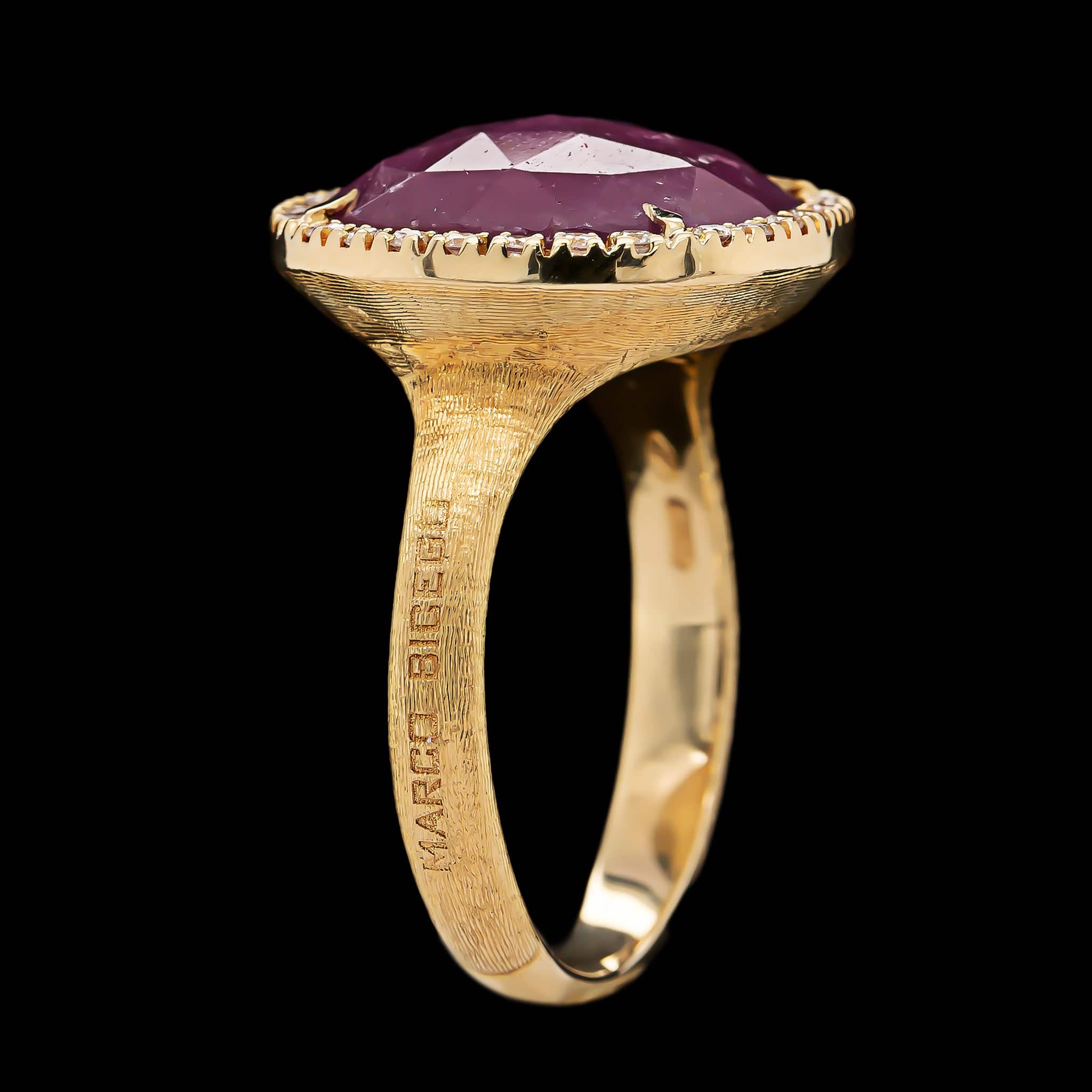 Marco Bicego 18K Yellow Gold Estate Pink Sapphire and Diamond Jaipur Ring - Image 2