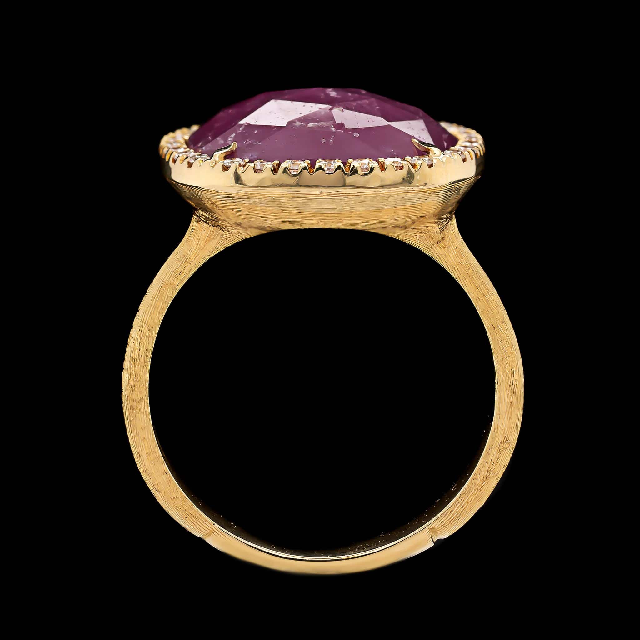 Marco Bicego 18K Yellow Gold Estate Pink Sapphire and Diamond Jaipur Ring - Image 3