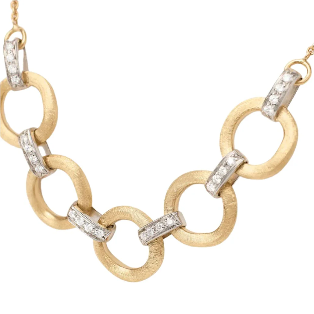 Marco Bicego 18K Yellow Gold Jaipur Diamond Link Necklace - Image 2