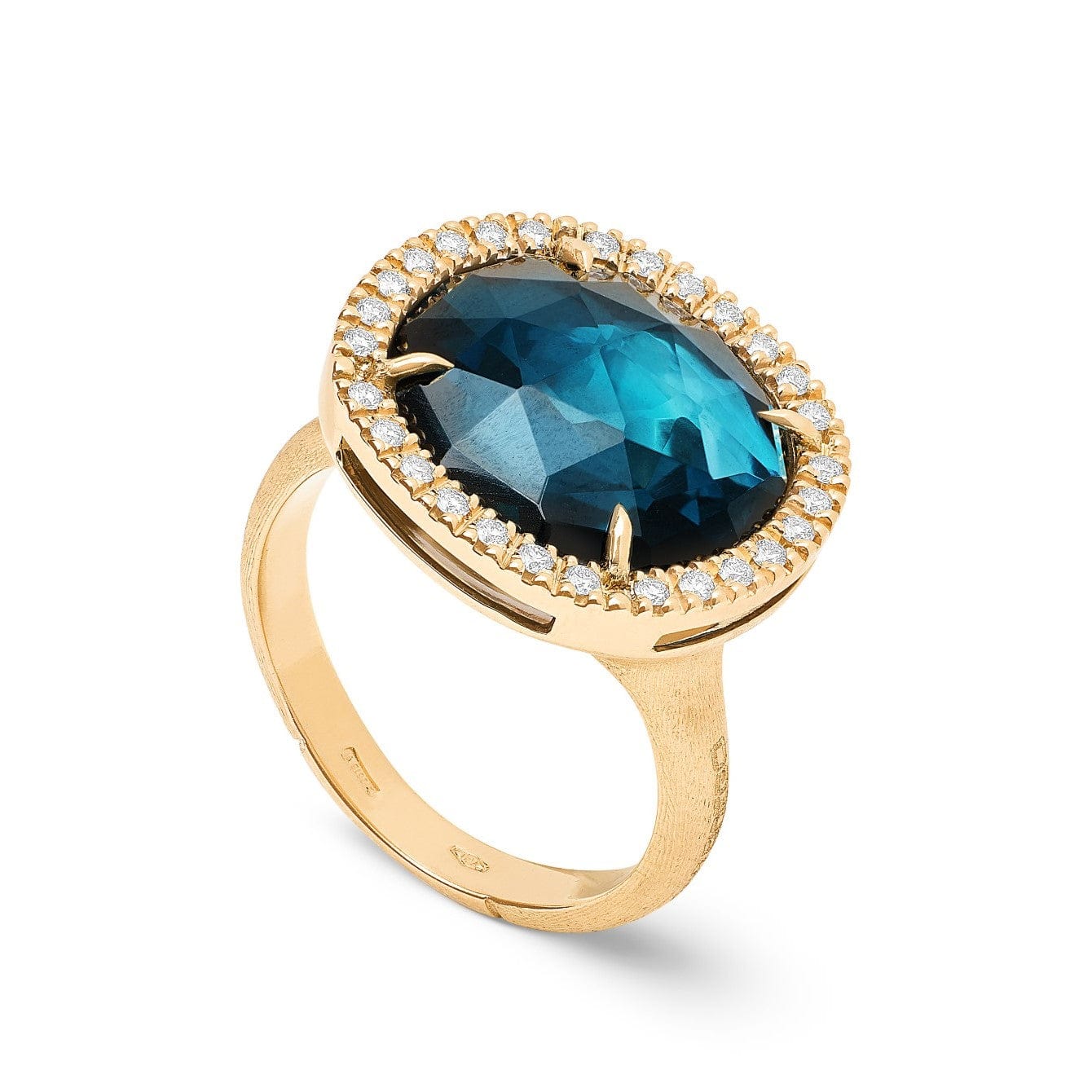Marco Bicego 18K Yellow Gold London Blue Topaz & Diamond Ring - Image 2