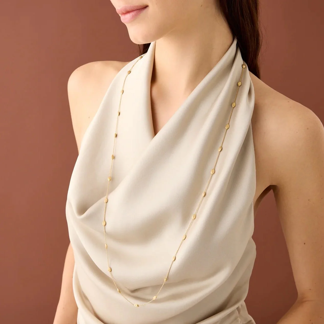 Marco Bicego 18K Yellow Gold Long Siviglia Small Bean Necklace - Image 4