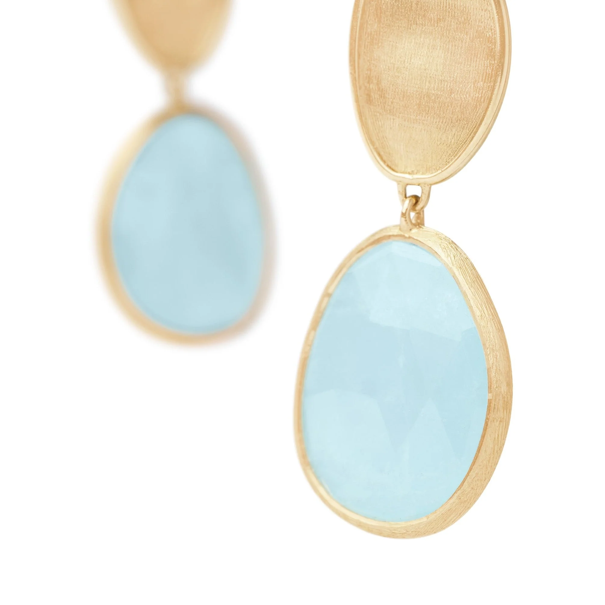 Marco Bicego 18K Yellow Gold Lunaria Aquamarine Drop Earrings - Image 2