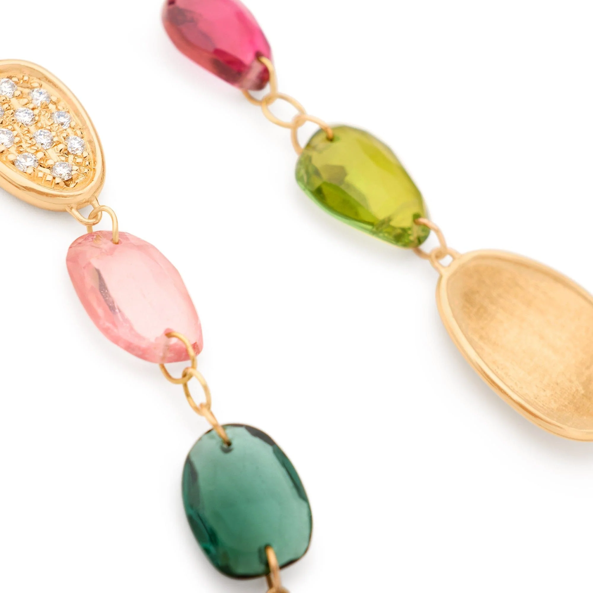 Marco Bicego 18K Yellow Gold Lunaria Tourmaline and Diamond Drop Earrings - Image 2