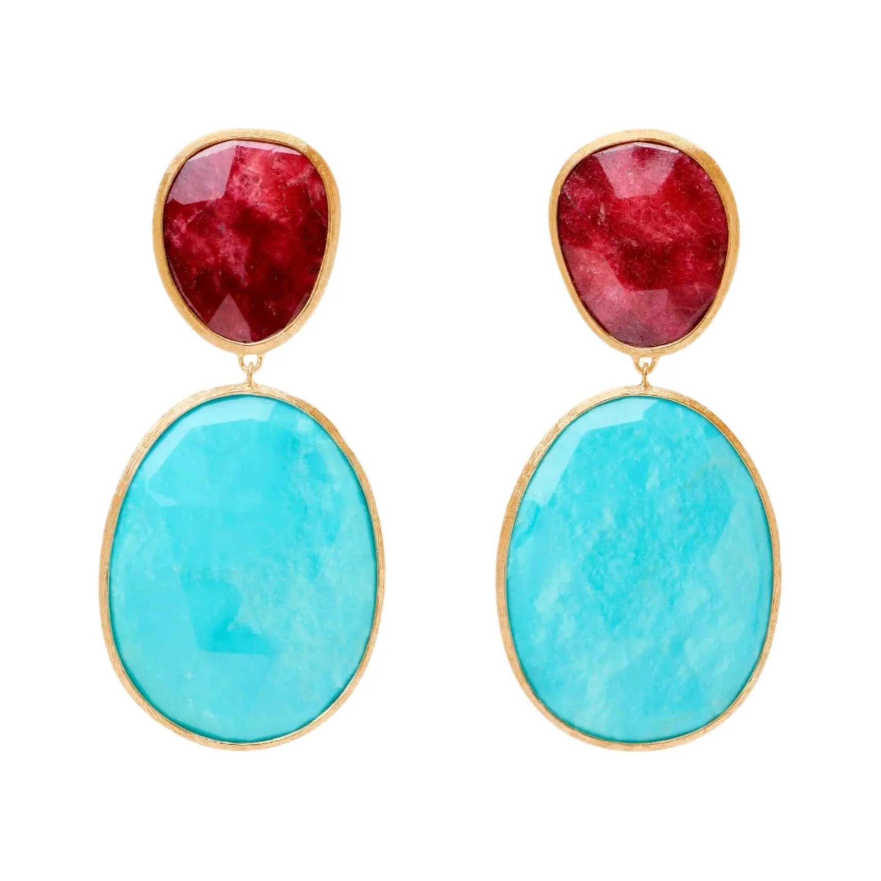 Marco Bicego 18K Yellow Gold Lunaria Turquoise and Thulite Drop Earrings