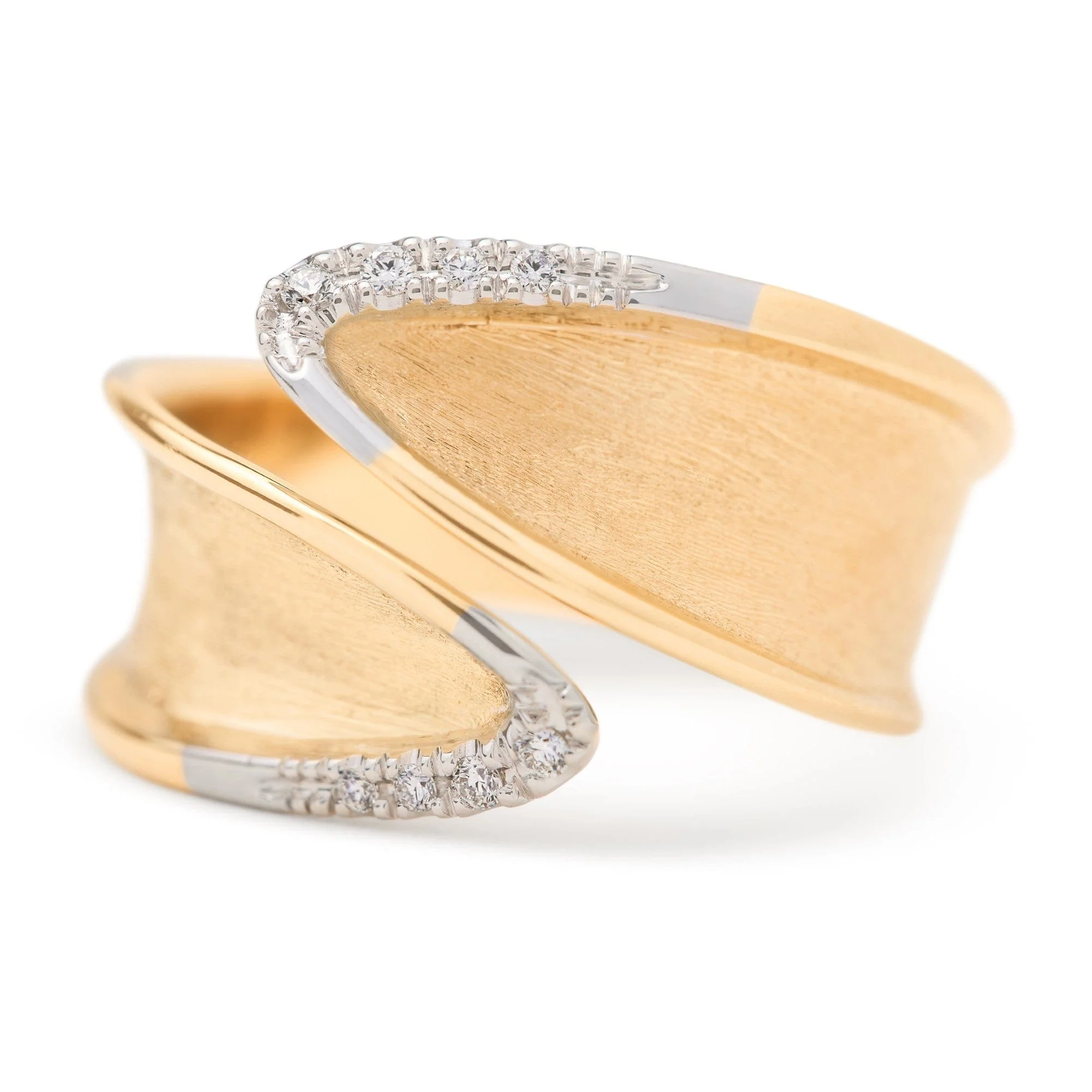 Marco Bicego 18K Yellow Gold Lunaria Twist Diamond Bypass Ring - Image 2