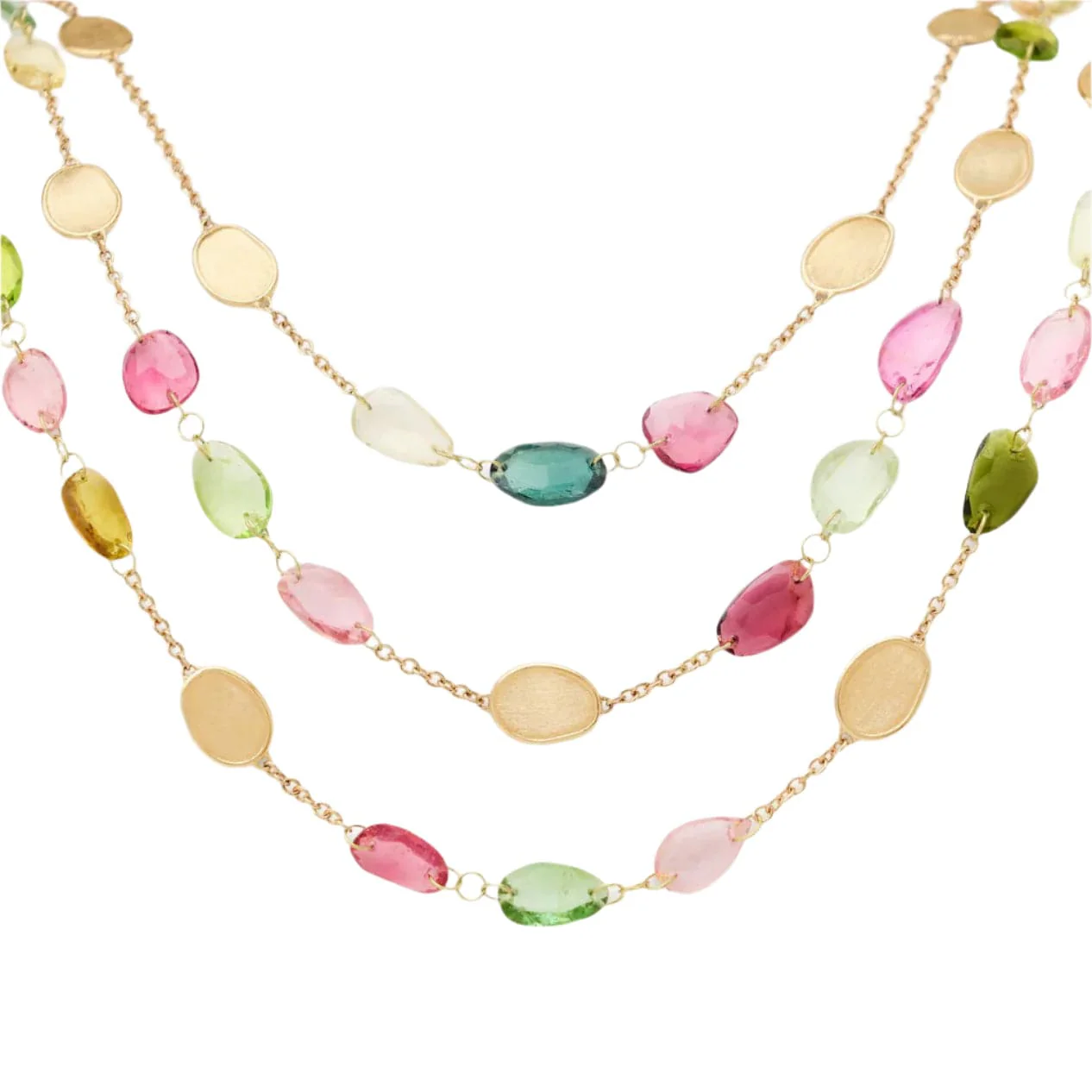 Marco Bicego 18K Yellow Gold Mixed Tourmaline Lunaria Necklace - Image 3