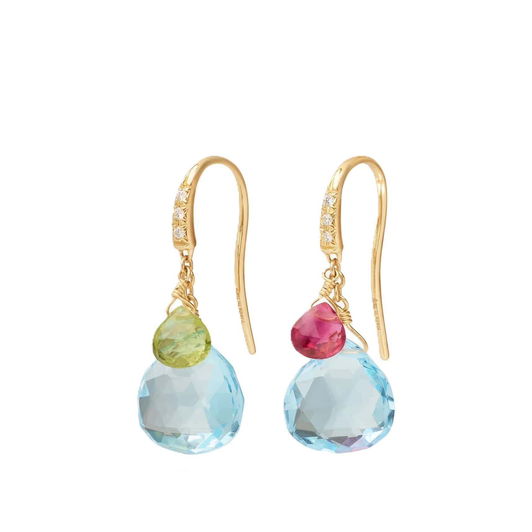 Marco Bicego 18K Yellow Gold Multi Gemstone and Diamond Paradise Drop Earrings