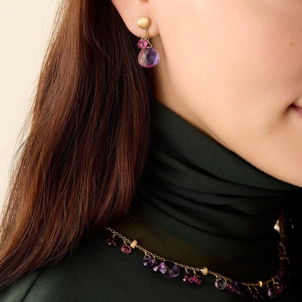Marco Bicego 18K Yellow Gold Multi Gemstone Small Paradise Drop Earrings - Image 2