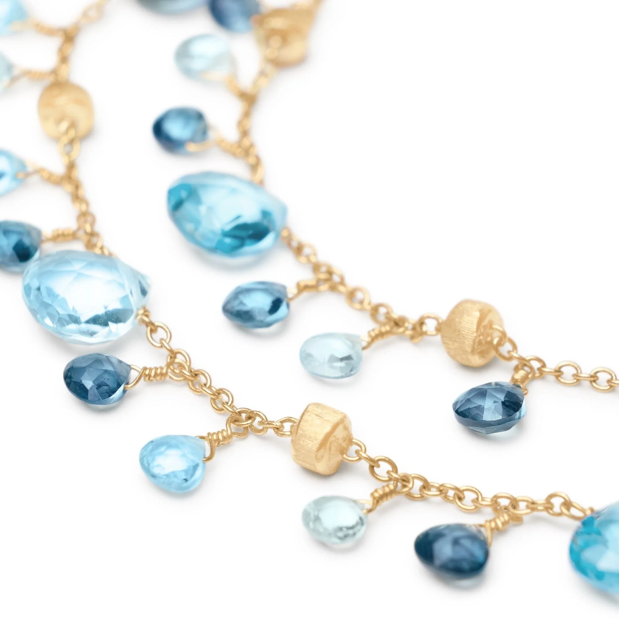 Marco Bicego 18K Yellow Gold Paradise Mixed Blue Topaz Double Strand Bracelet - Image 2