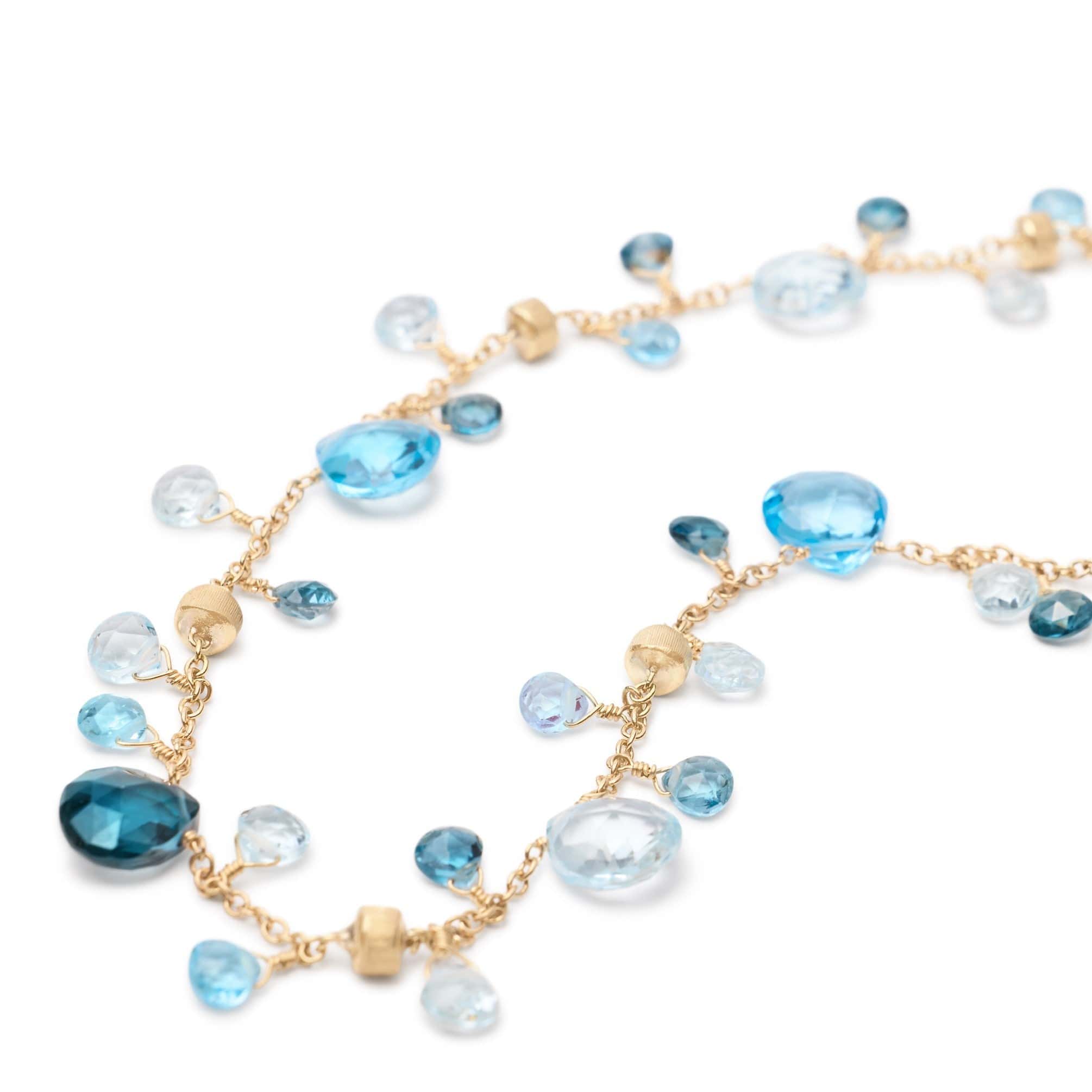 Marco Bicego 18K Yellow Gold Paradise Mixed Blue Topaz Necklace - Image 2