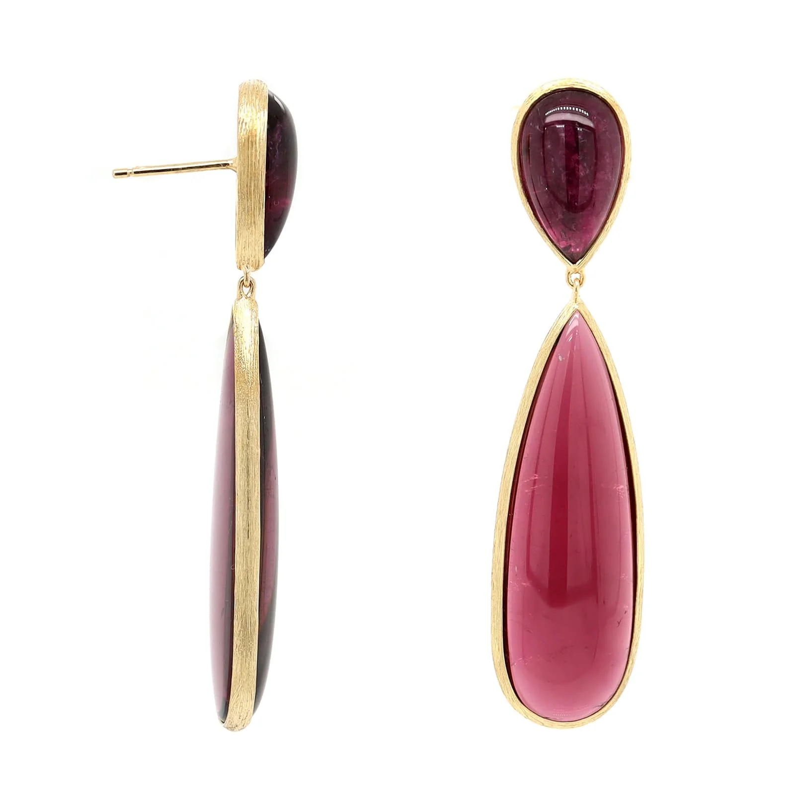 Marco Bicego 18K Yellow Gold Pink Tourmaline Drop Earrings - Image 3