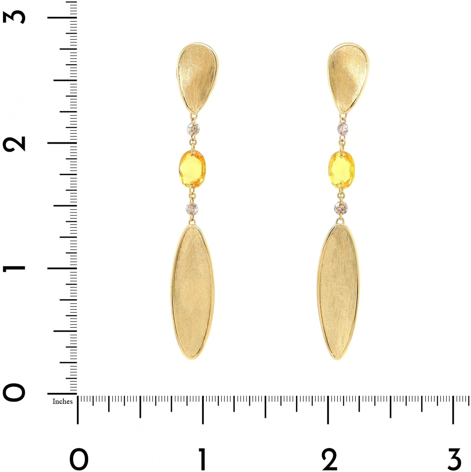 Marco Bicego 18K Yellow Gold Lunaria Twist Sapphire and Brown Diamond Drop Earrings - Image 2