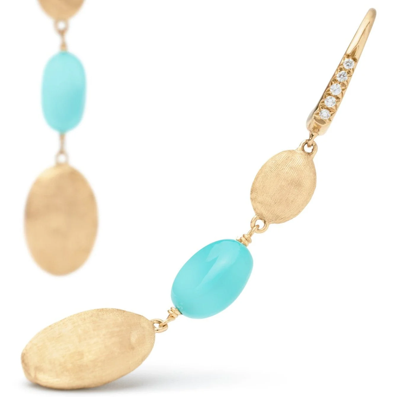 Marco Bicego 18K Yellow Gold Siviglia Turquoise Bead Drop Earrings - Image 2