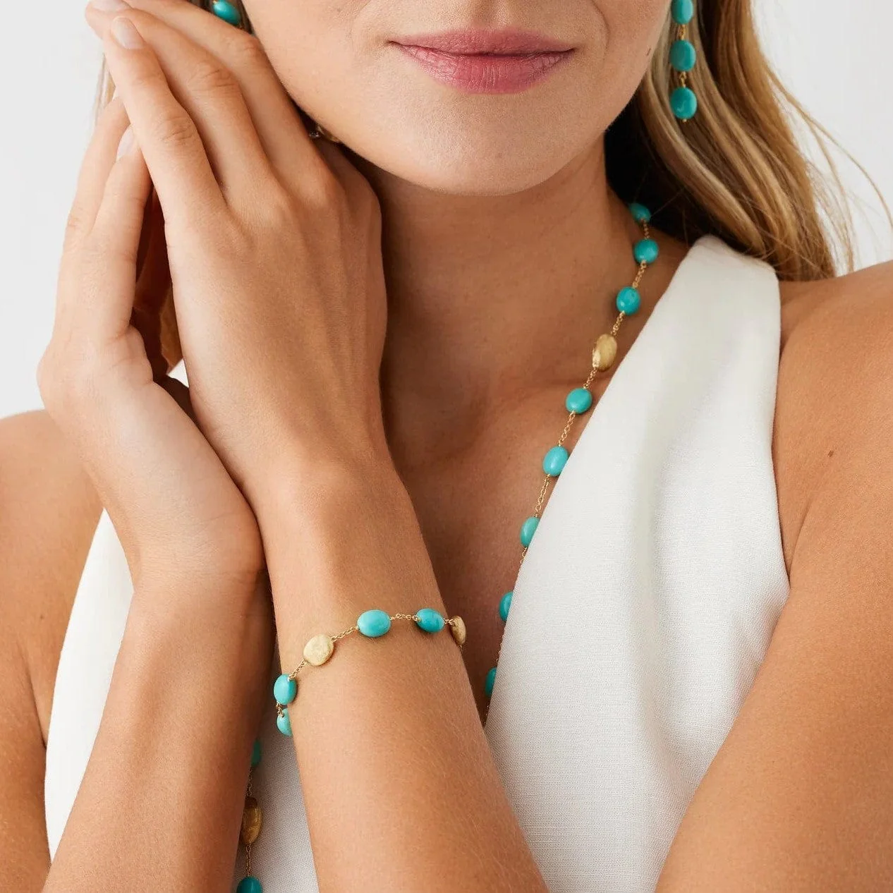 Marco Bicego 18K Yellow Gold Siviglia Turquoise Beaded Bracelet - Image 3