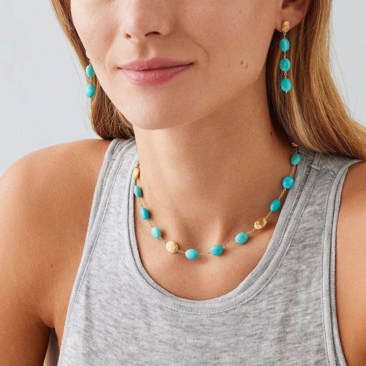 Marco Bicego 18K Yellow Gold Siviglia Turquoise Beaded Necklace - Image 2