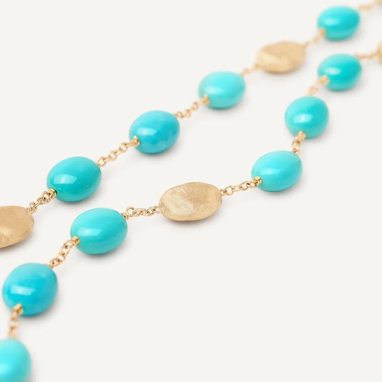 Marco Bicego 18K Yellow Gold Siviglia Turquoise Beaded Necklace - Image 3
