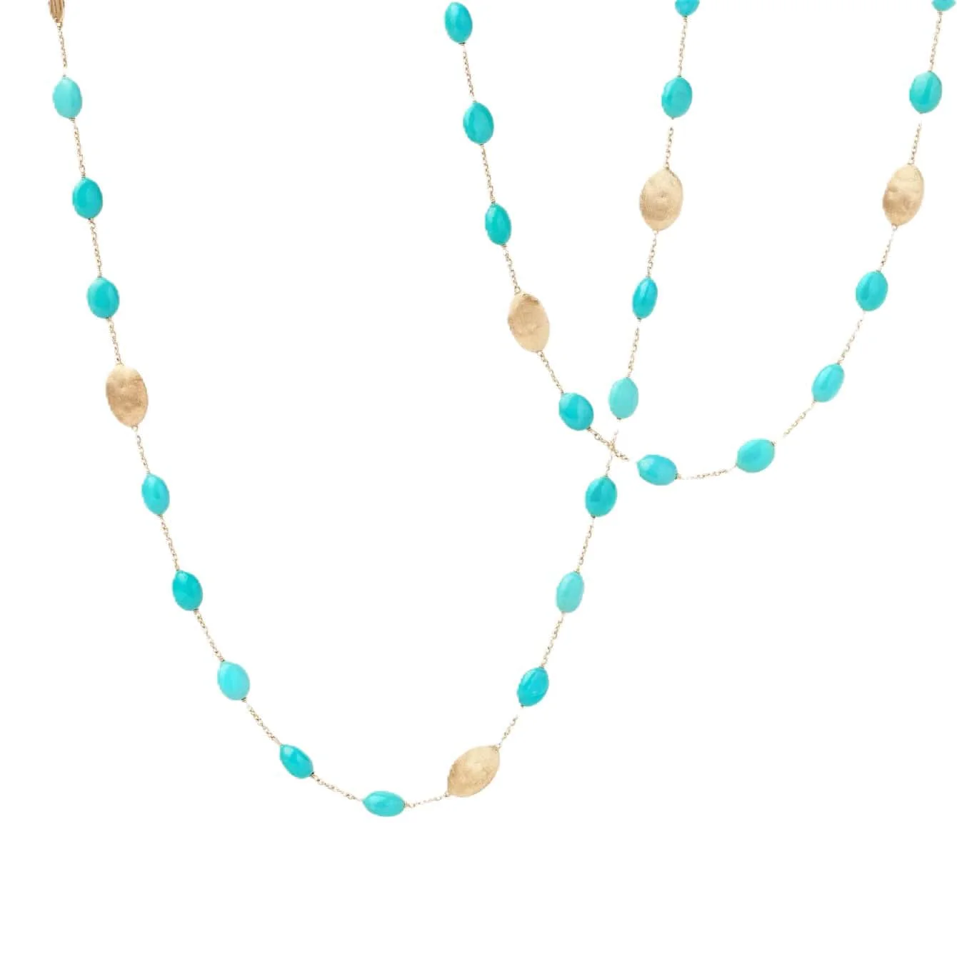 Marco Bicego 18K Yellow Gold Siviglia Turquoise Long Beaded Necklace - Image 3