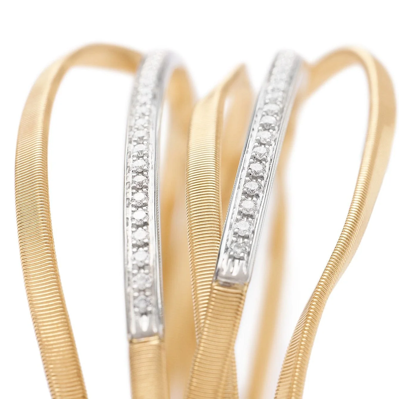 Marco Bicego 18K Yellow & White Gold Five Coil Marrakech Diamond Bracelet - Image 2