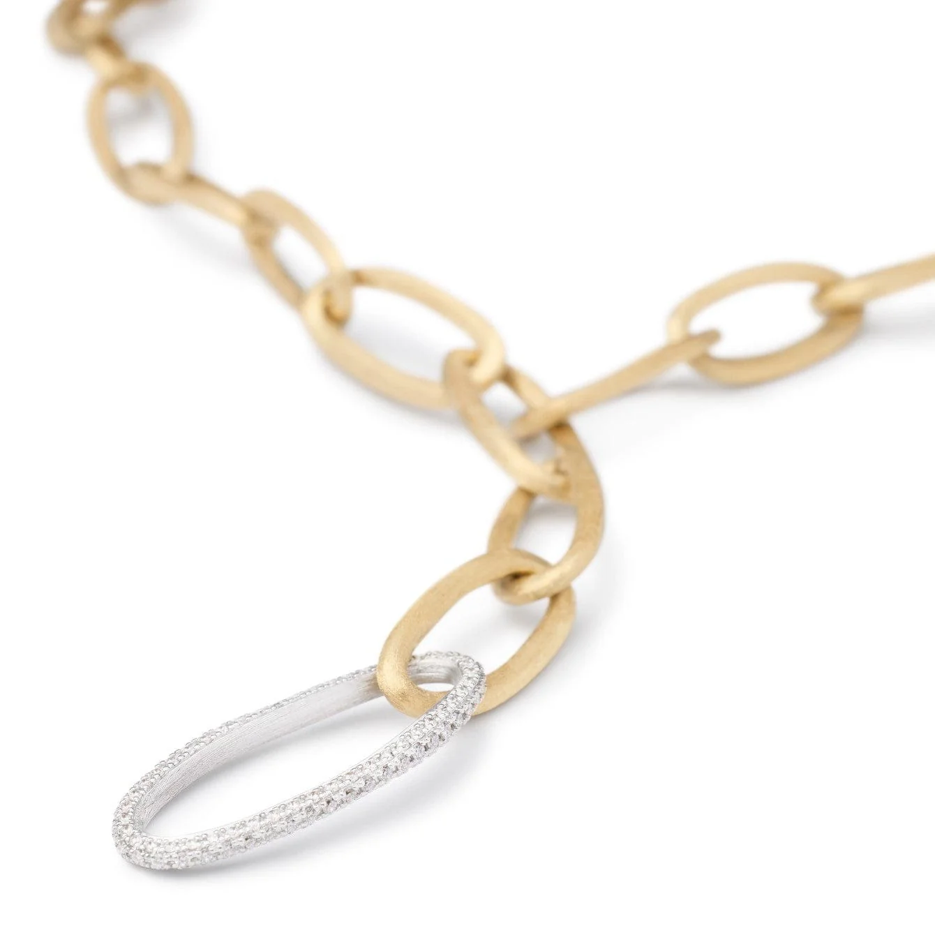Marco Bicego 18K Yellow & White Gold Jaipur Diamond Link Necklace - Image 2