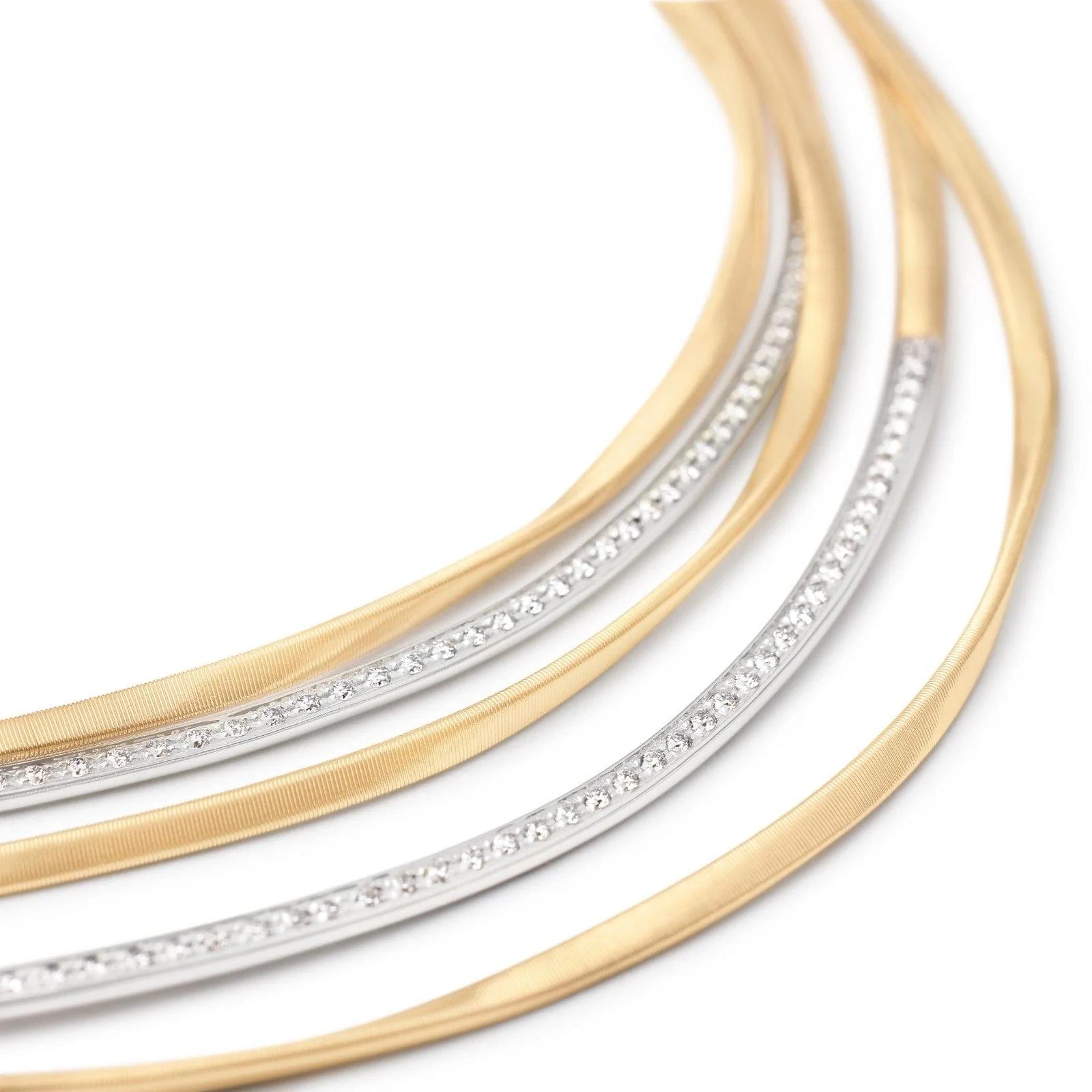Marco Bicego 18K Yellow & White Gold Marrakech 5 Row Diamond Necklace - Image 3