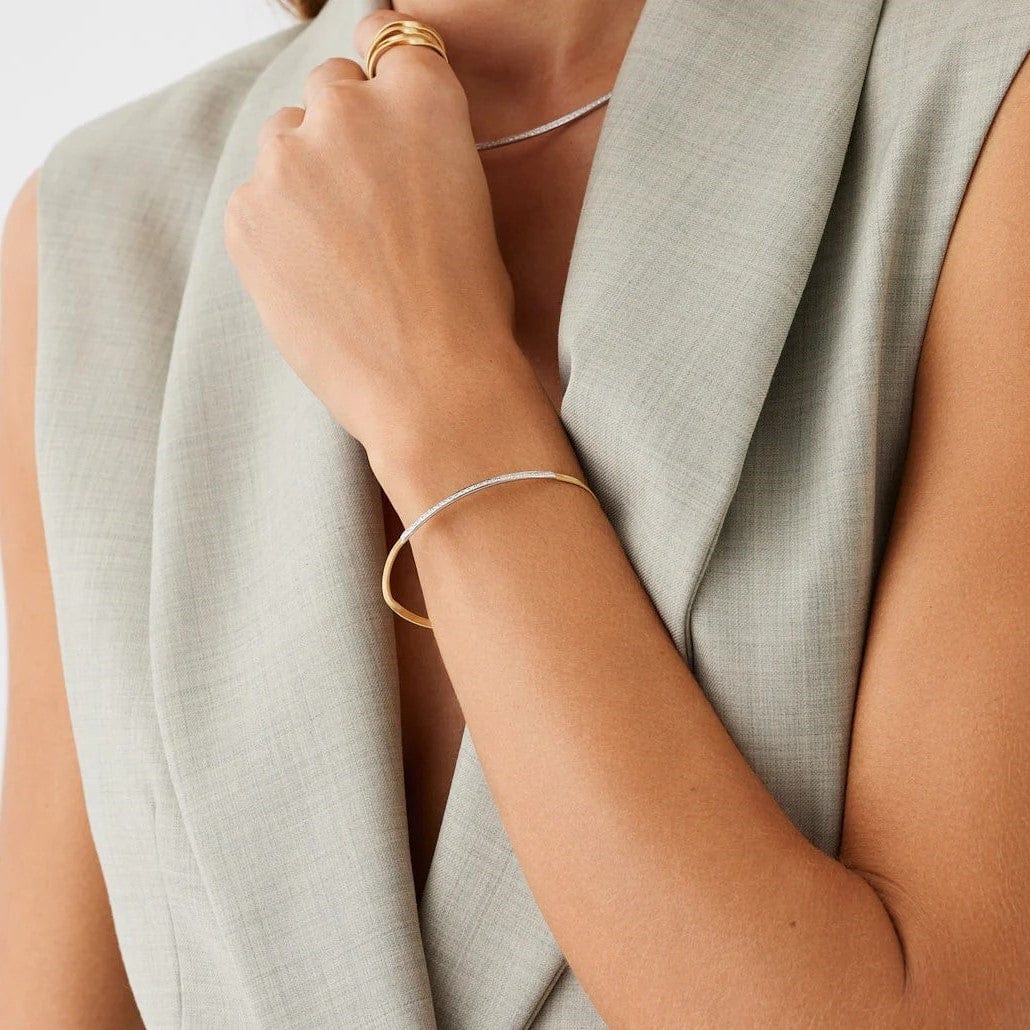 Marco Bicego 18K Yellow & White Gold Marrakech Single Coil Diamond Bracelet - Image 3