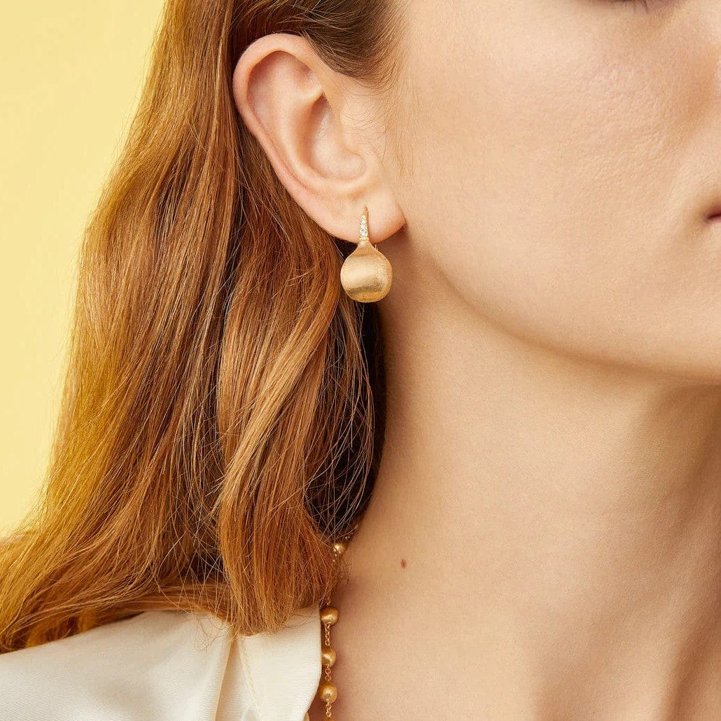 Marco Bicego Africa 18K Yellow Gold Bead Diamond Earrings - Image 3