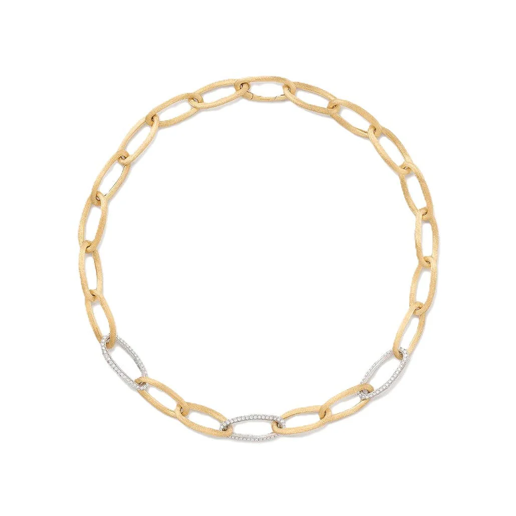 Marco Bicego Jaipur 18K Yellow Gold Diamond Oval Link Necklace
