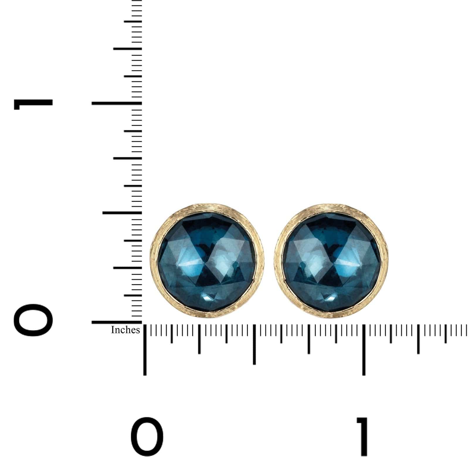 Marco Bicego Jaipur 18K Yellow Gold London Blue Topaz Bezel Stud Earrings - Image 2