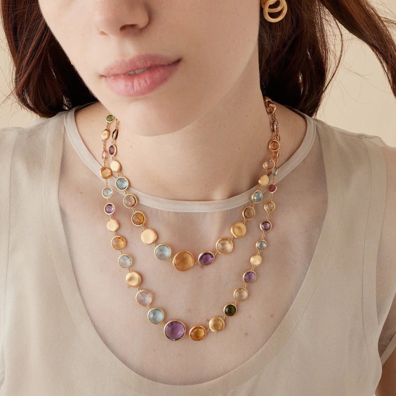 Marco Bicego Jaipur 18K Yellow Gold Multi Colored Gemstone Necklace - Image 2