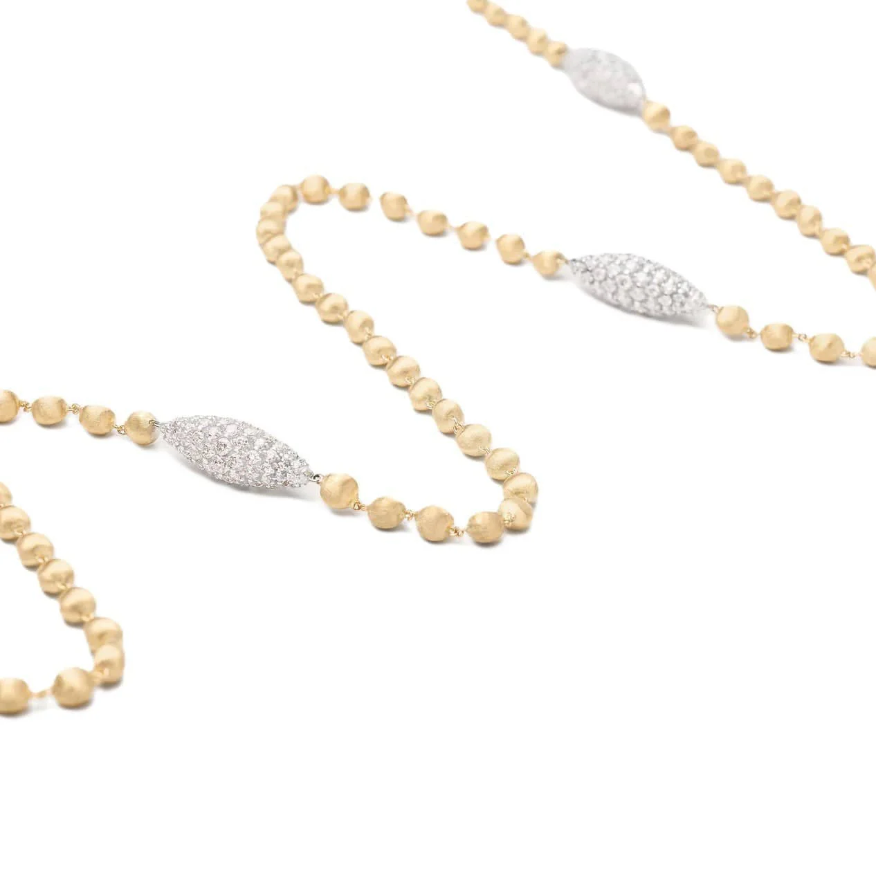 Marco Bicego Limited Edition 18K Yellow Gold Africa Alta Bead and Diamond Station Necklace - Image 2
