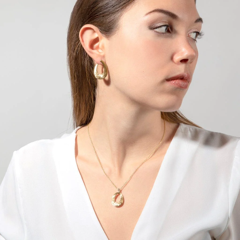 Marco Bicego Lucia 18K Yellow Gold Open Oval Diamond Pendant - Image 2