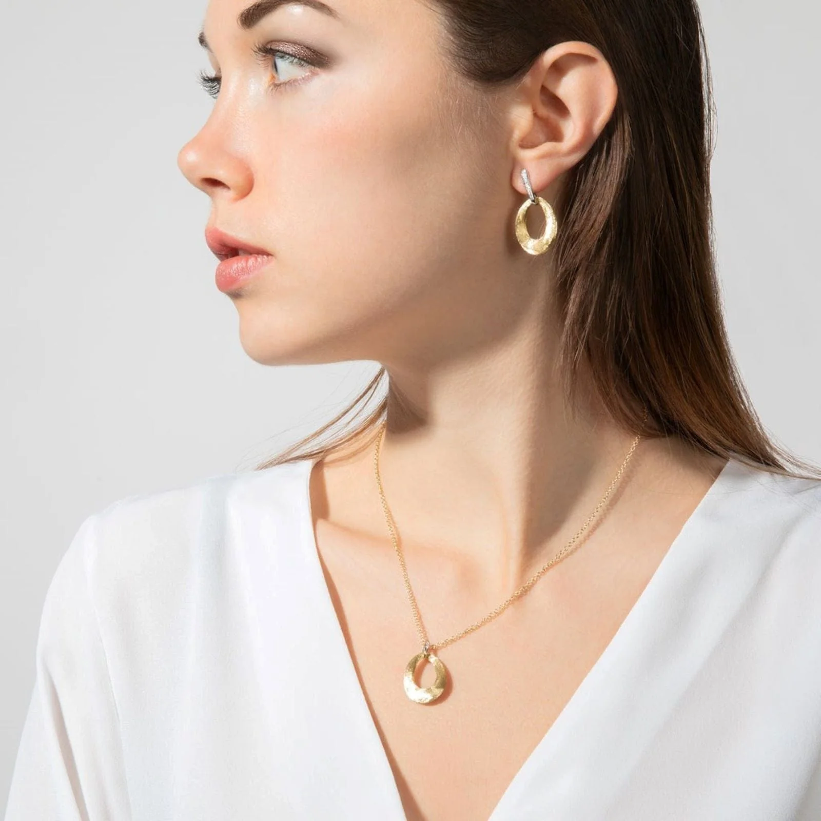 Marco Bicego Lucia 18K Yellow Gold Open Oval Drop Earrings - Image 2