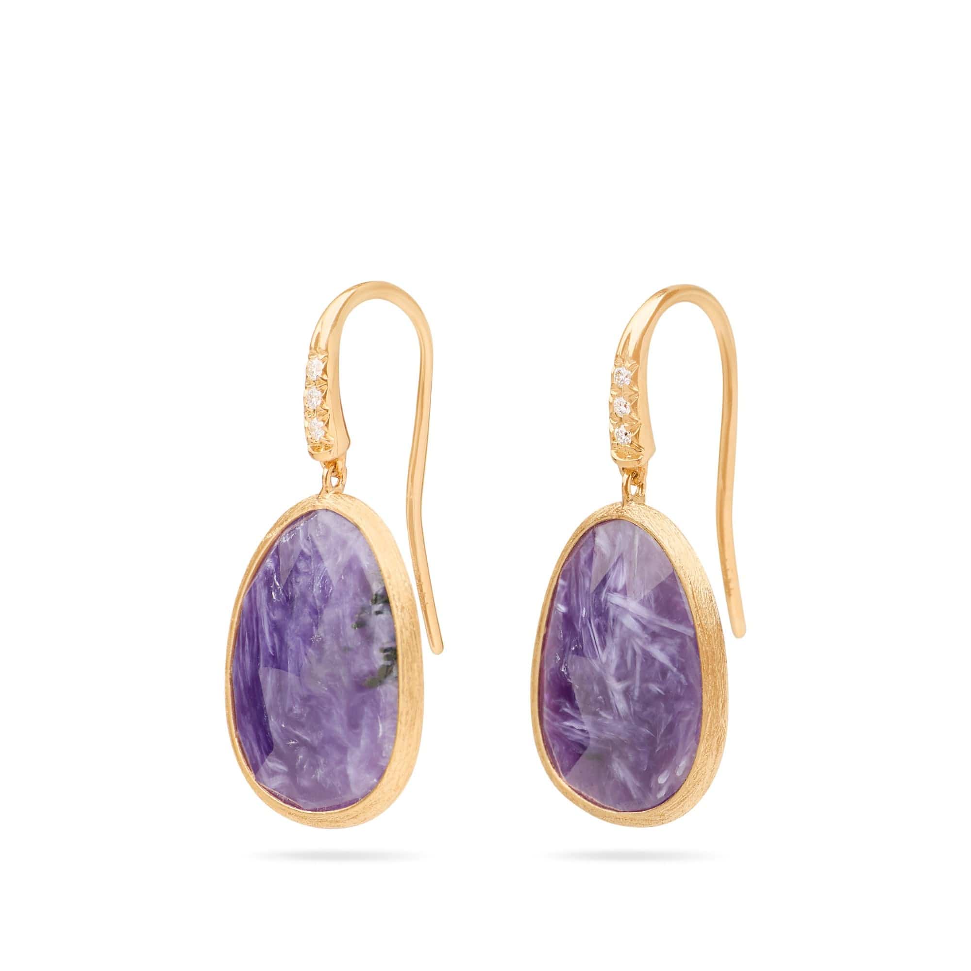 Marco Bicego Lunaria 18K Yellow Gold Chariote and Diamond Drop Earrings