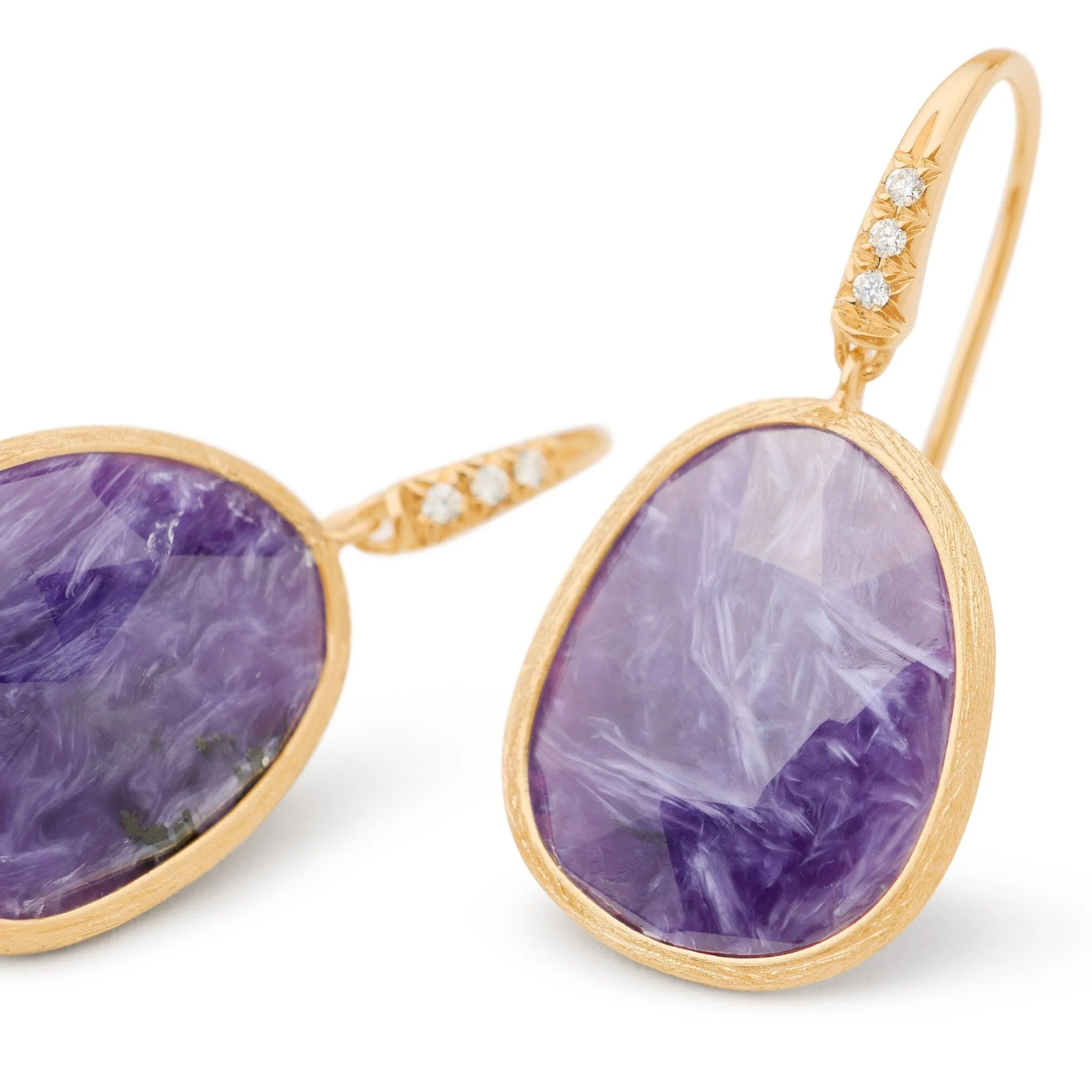 Marco Bicego Lunaria 18K Yellow Gold Chariote and Diamond Drop Earrings - Image 2