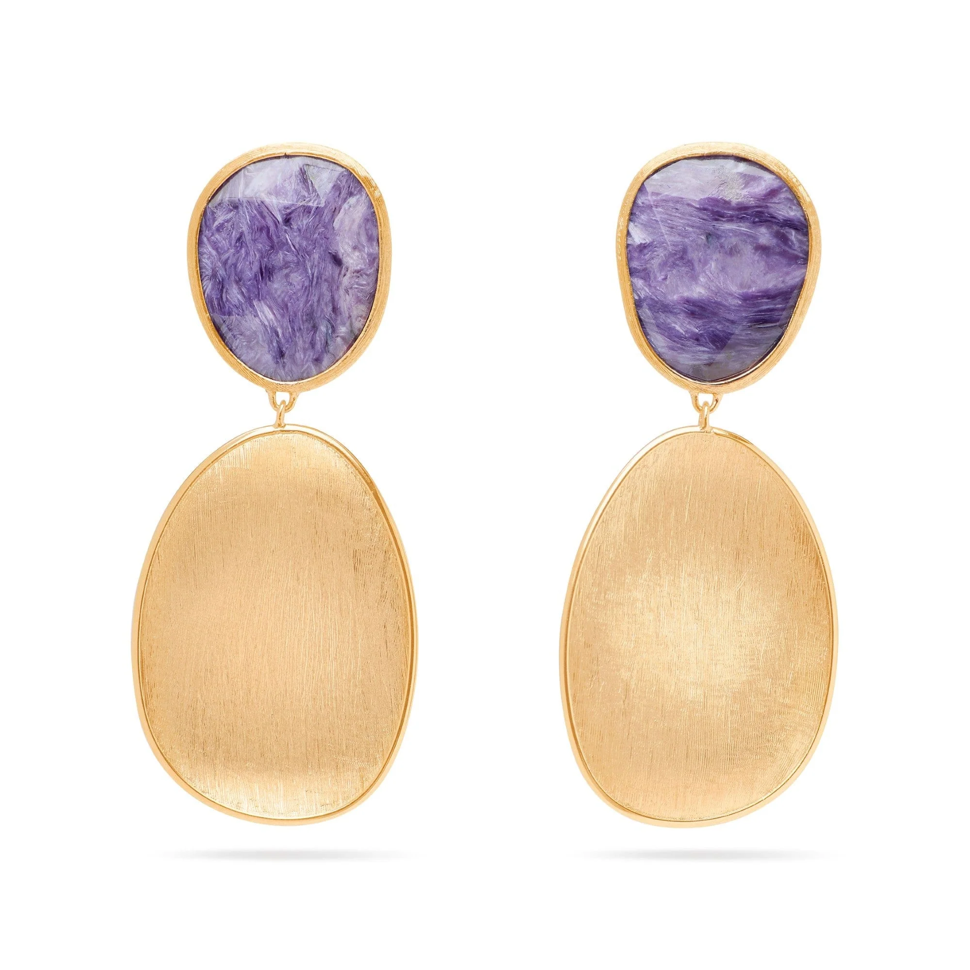 Marco Bicego Lunaria 18K Yellow Gold Charoite Double Drop Earrings