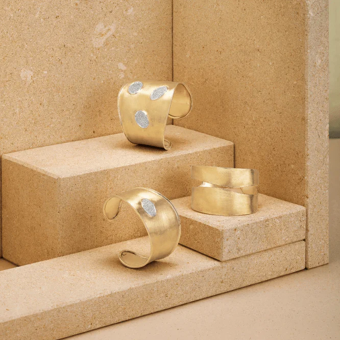 Marco Bicego Lunaria 18K Yellow Gold Diamond Cuff Bracelet - Image 2