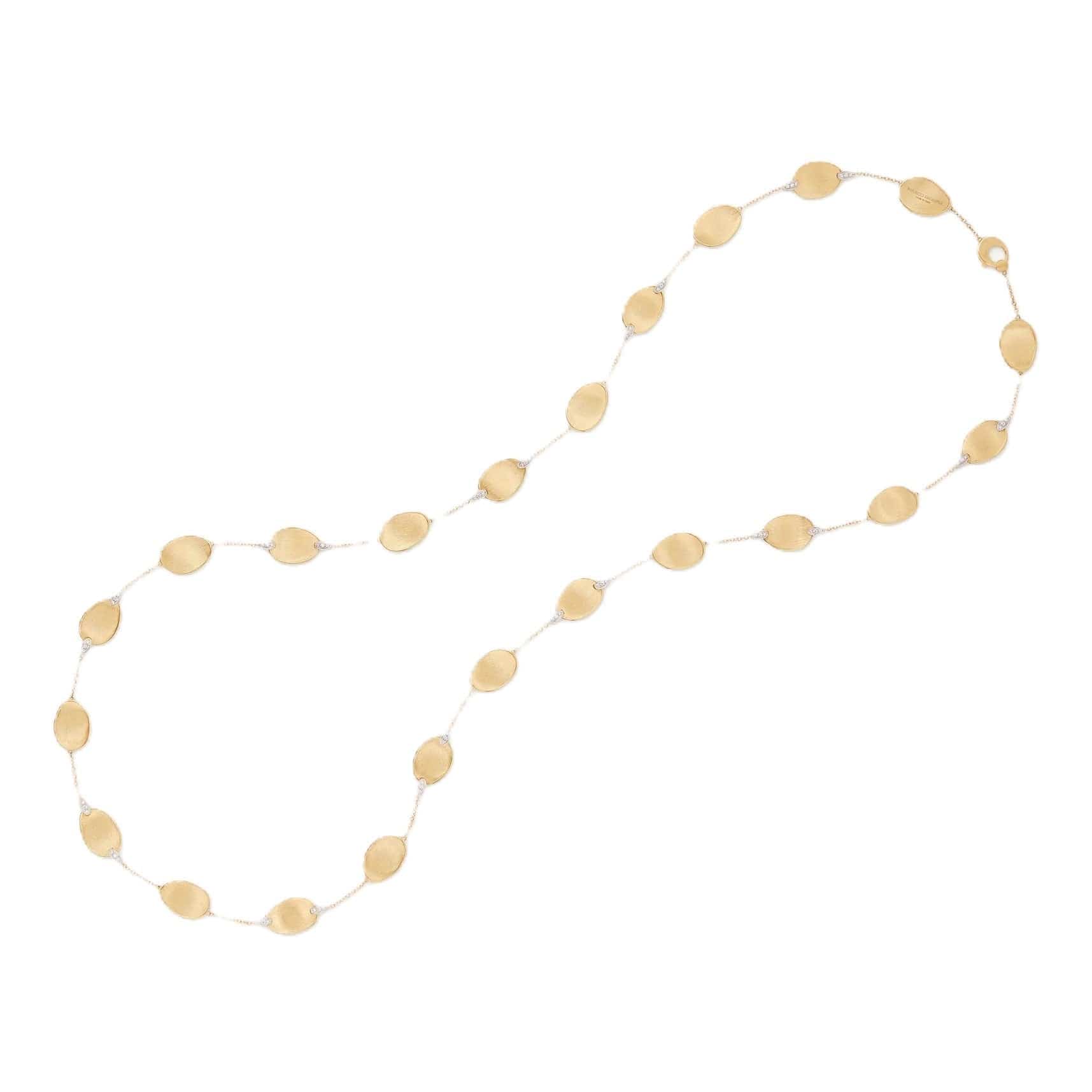 Marco Bicego Lunaria 18K Yellow Gold Long Leaf Diamond Necklace