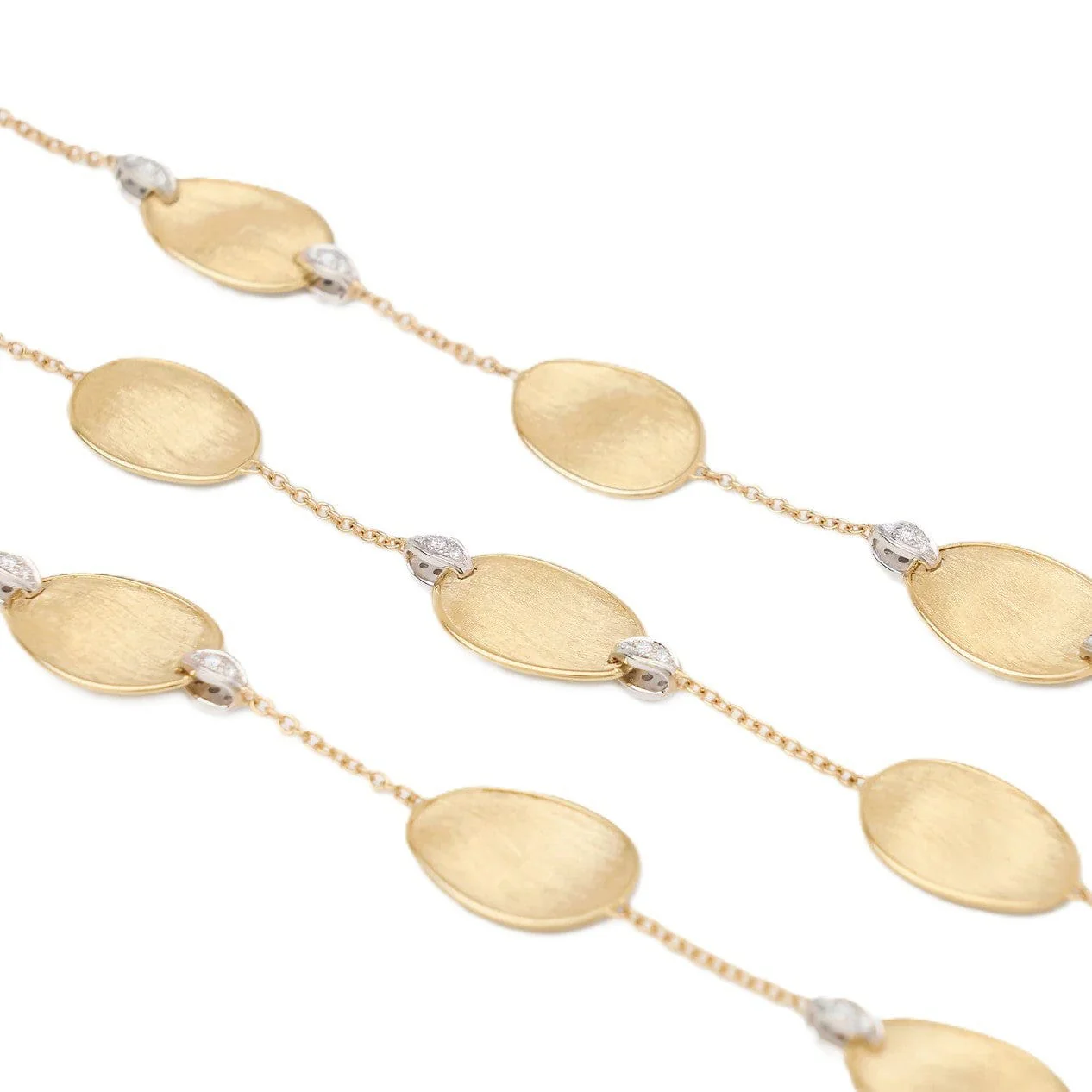 Marco Bicego Lunaria 18K Yellow Gold Long Leaf Diamond Necklace - Image 2