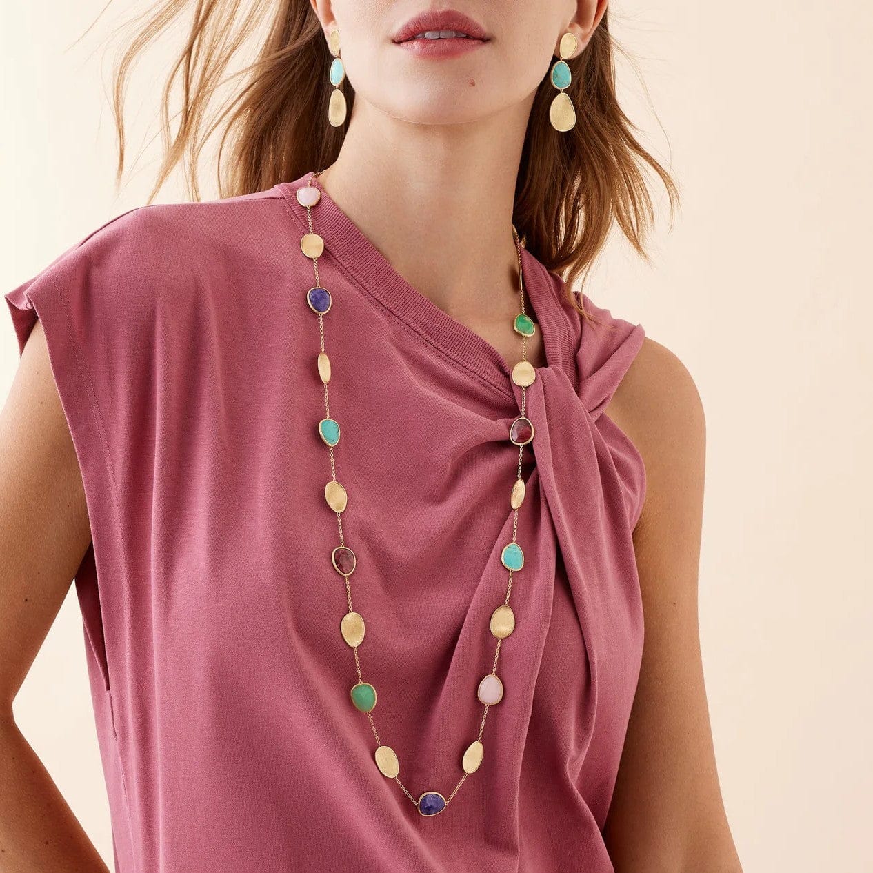 Marco Bicego Lunaria 18K Yellow Gold Multi Gemstone 36" Necklace - Image 3