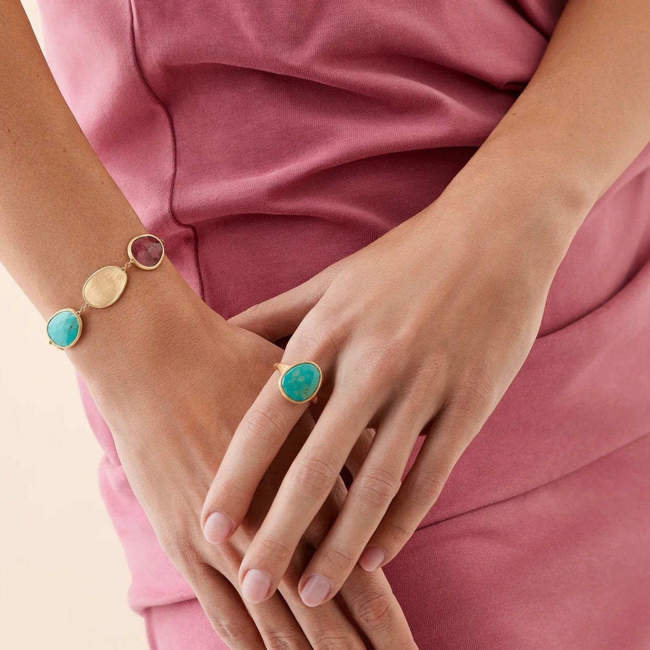 Marco Bicego Lunaria 18K Yellow Gold Multi Stone Bracelet - Image 3
