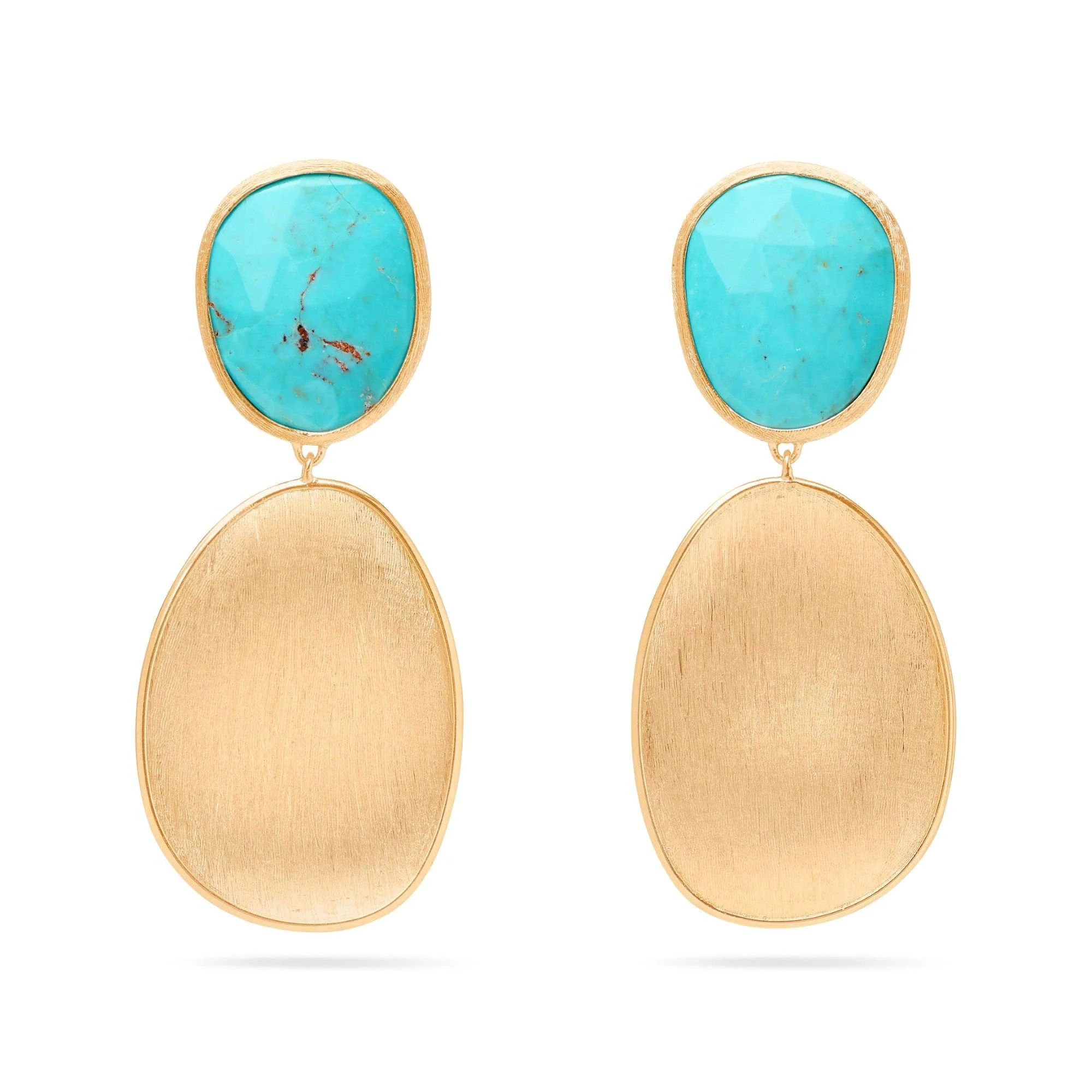 Marco Bicego Lunaria 18K Yellow Gold Turquoise Double Drop Earrings
