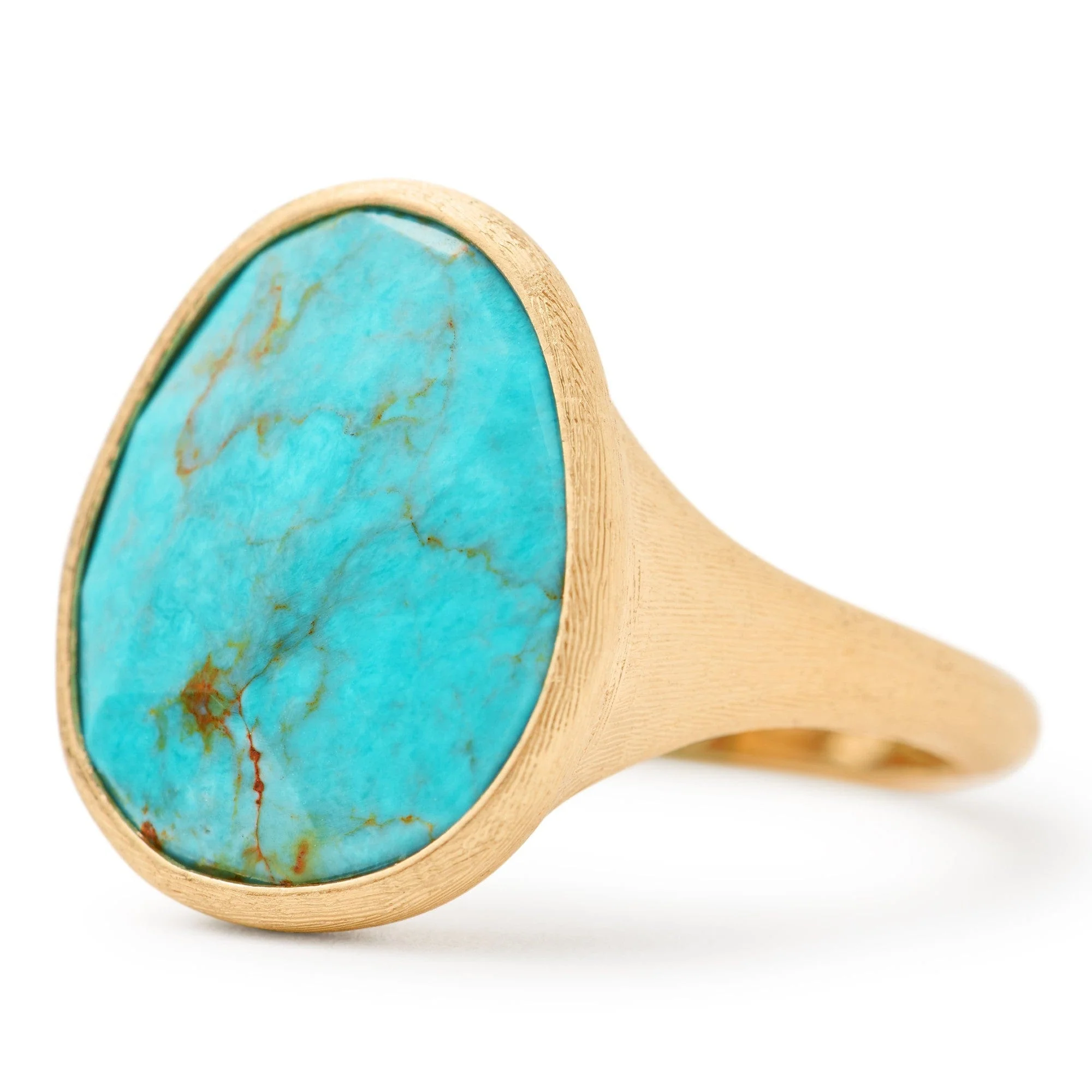 Marco Bicego Lunaria 18K Yellow Gold Turquoise Ring - Image 2