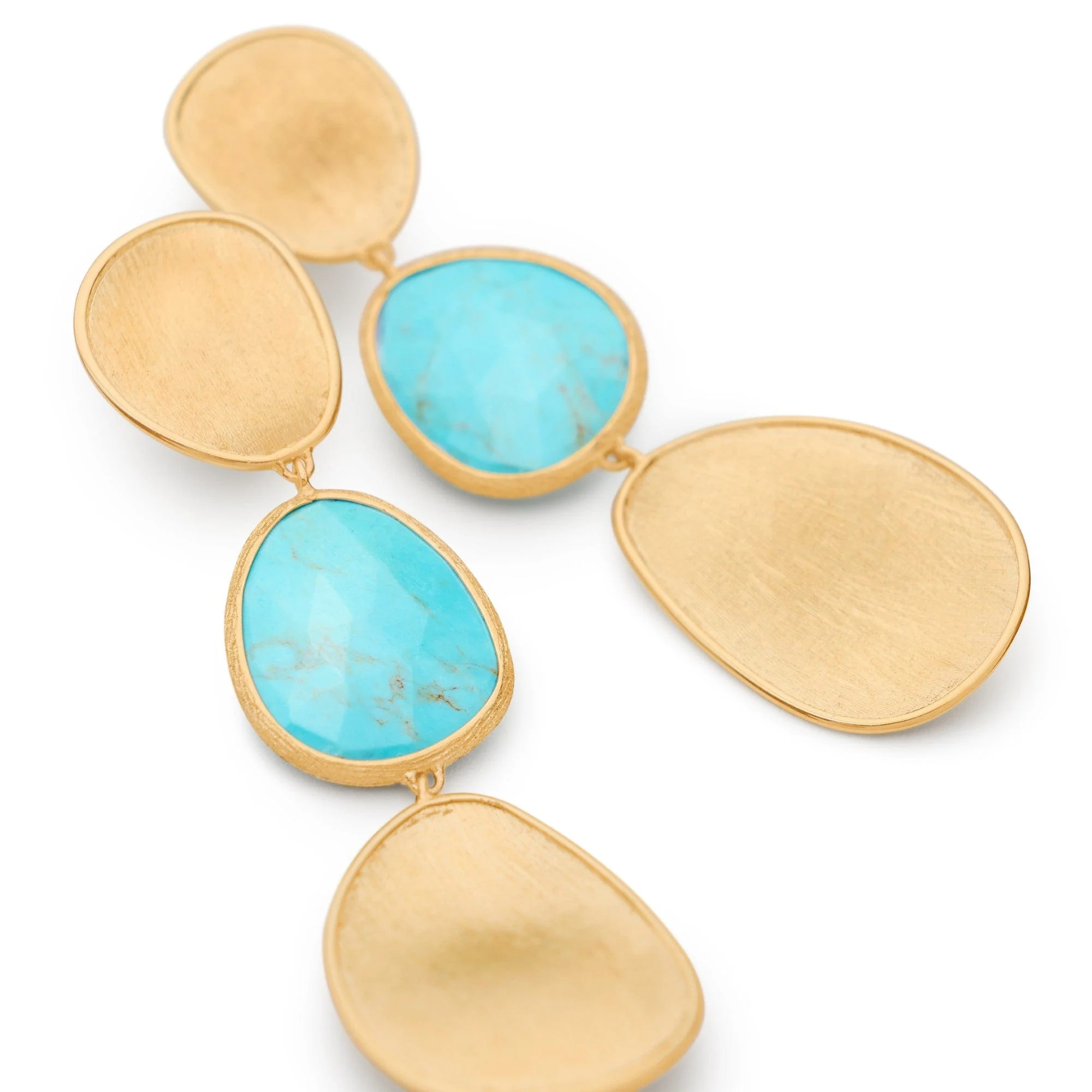 Marco Bicego Lunaria 18K Yellow Gold Turquoise Triple Drop Earrings - Image 2