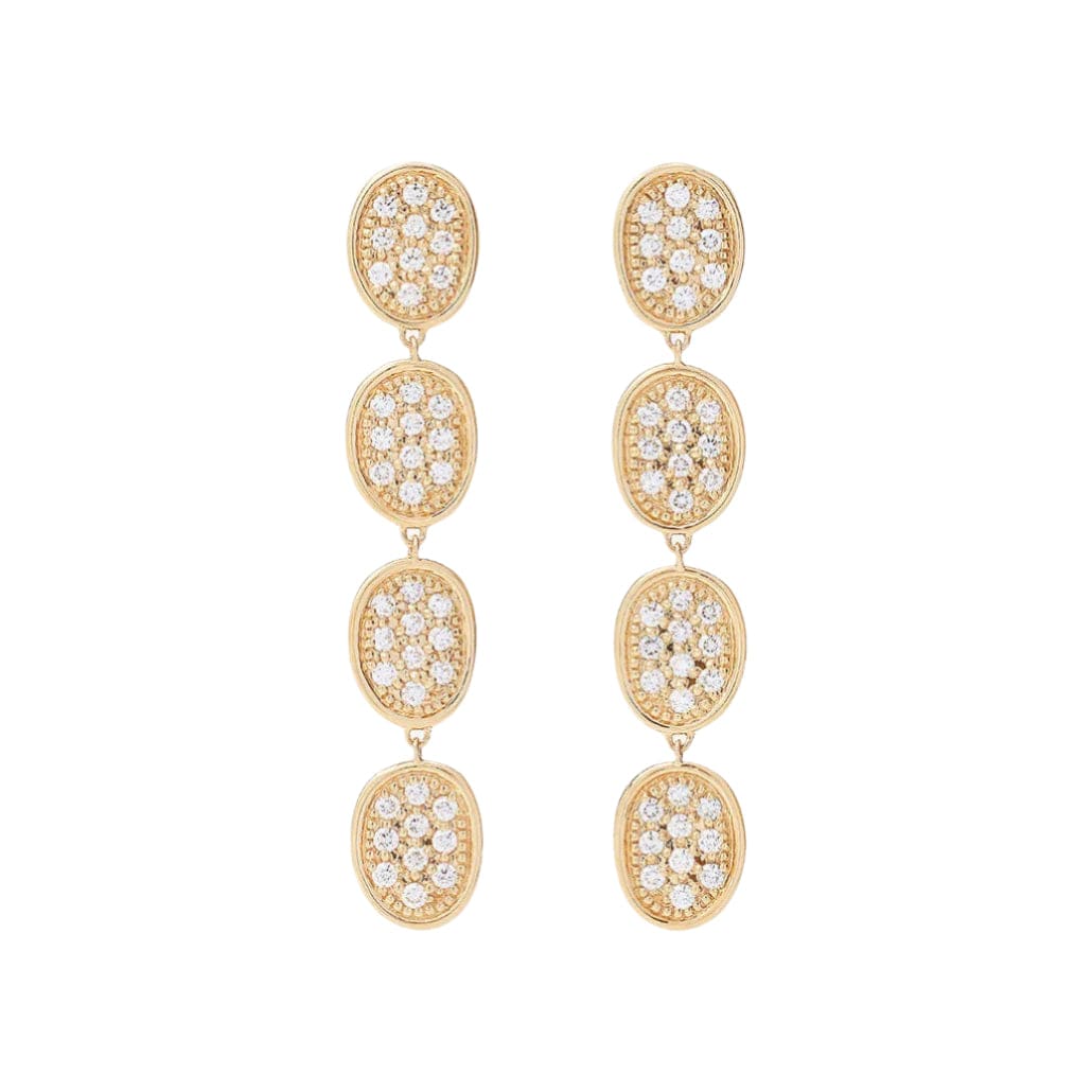 Marco Bicego Lunaria Alta 18K Yellow Gold Pave Diamond Drop Earrings