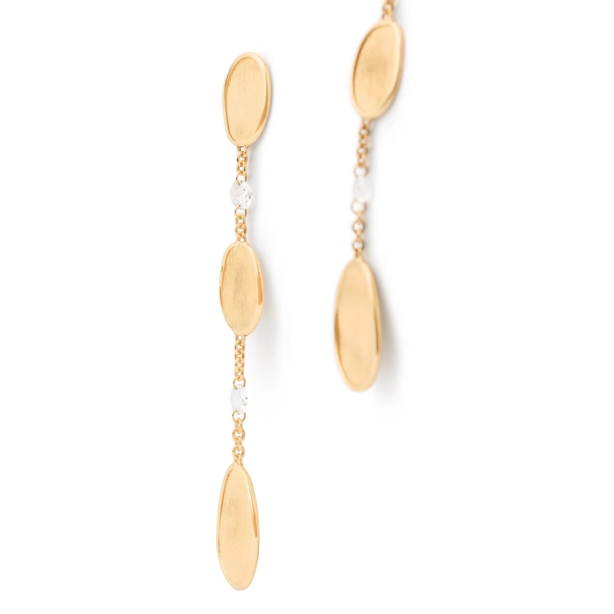 Marco Bicego Lunaria Alta 18K Yellow Gold Rose Cut Diamond Triple Drop Earrings - Image 2