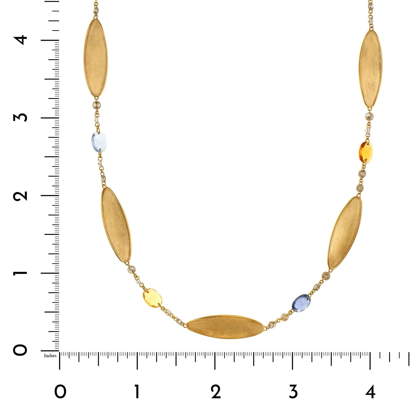 Marco Bicego Lunaria Twist 18K Yellow Gold 17" Colored Sapphire and Brown Diamond Necklace - Image 3