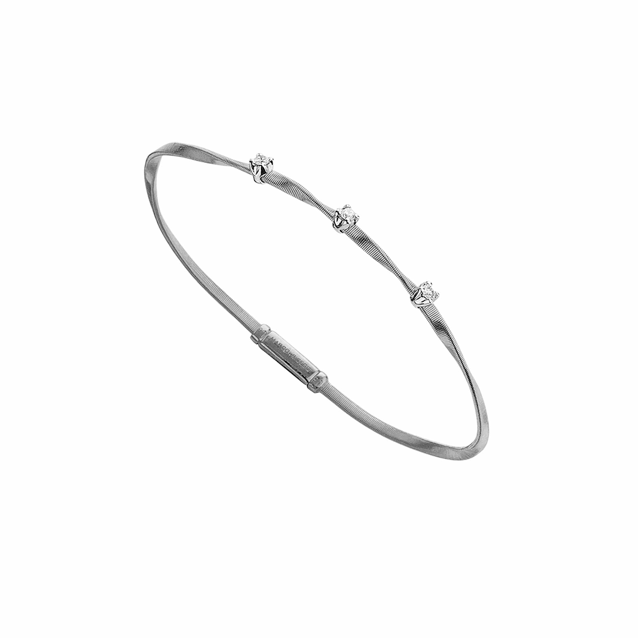 Marco Bicego Marrakech 18K White Gold Twist Bracelet with Diamonds