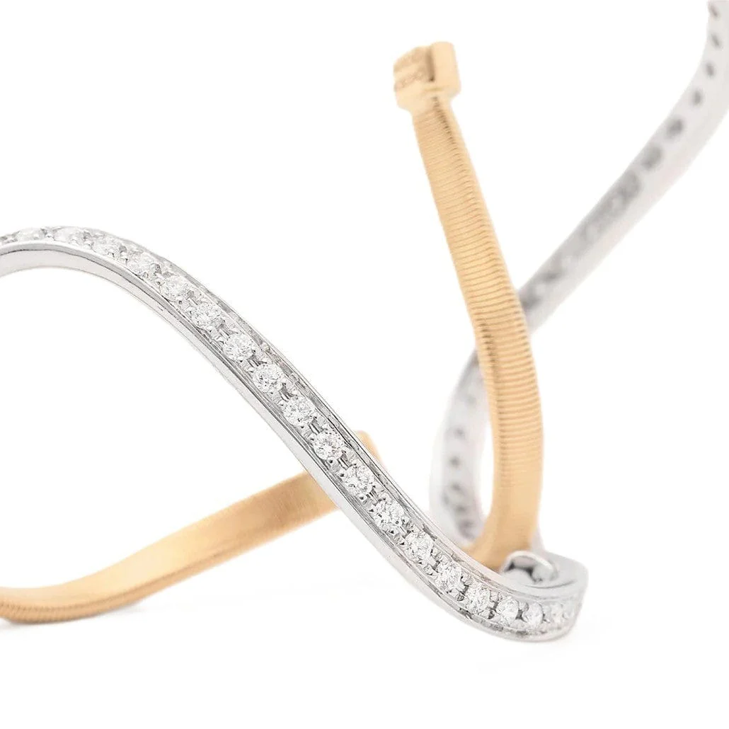 Marco Bicego Marrakech 18K Yellow and White Gold Diamond Twisted Hoops - Image 2