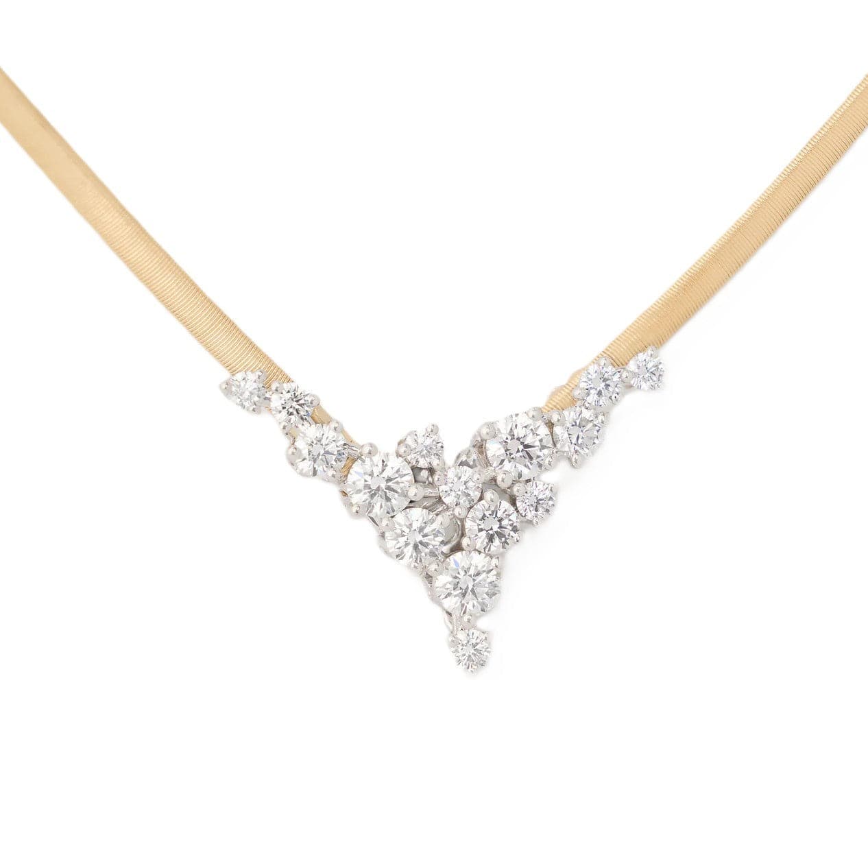 Marco Bicego Marrakech 18K Yellow and White Gold Diamond V Cluster Necklace - Image 2