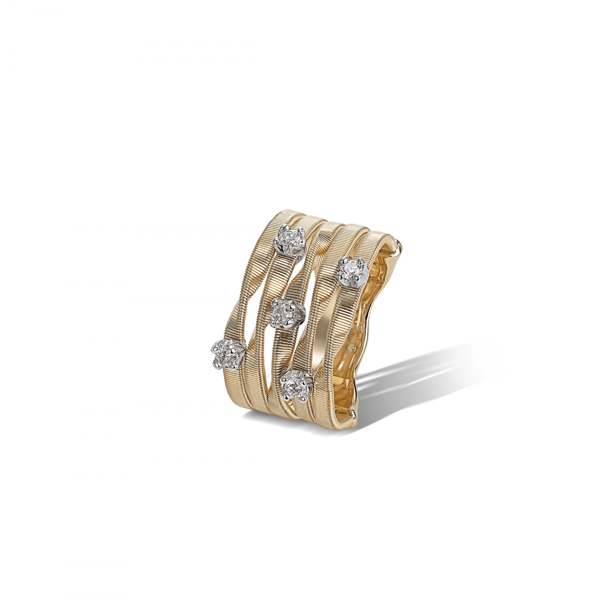 Marco Bicego Marrakech 18K Yellow Gold 5 Row Diamond Station Ring